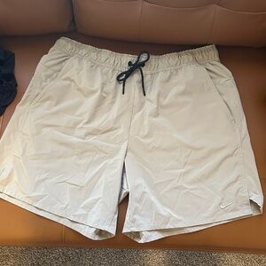 Beige Athletic Shorts with Drawstring